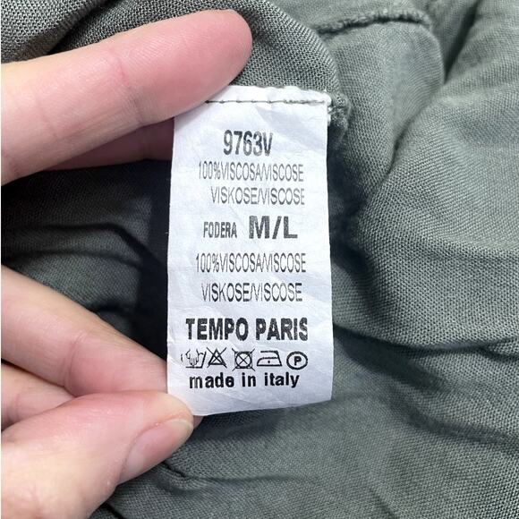 Tempo Paris Lace Crochet Fit & Flare Midi Dress Green Sz M/L Boho Romantic Chic - Picture 11 of 12